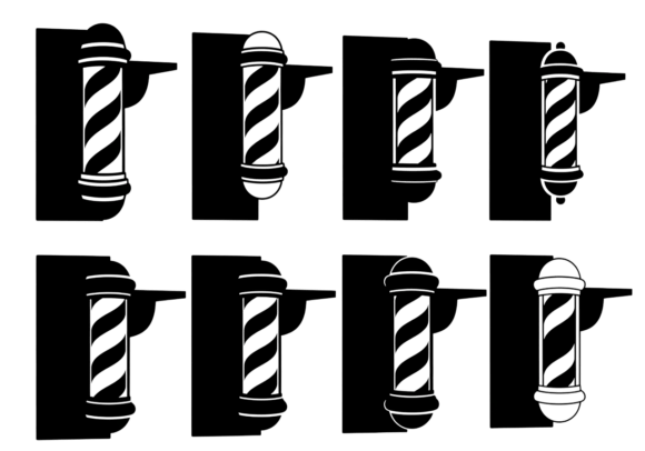 Barber Pole Vector Icons Set