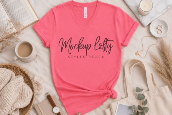 Bella Canvas 3005 Neon Pink V-Neck Mock: A Professional Design Tool
