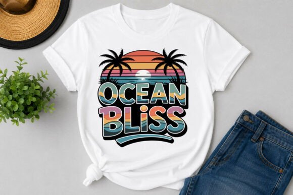Bring Coastal Serenity to Your Collection with Ocean Bliss Retro Beach Sunset Palm Tree