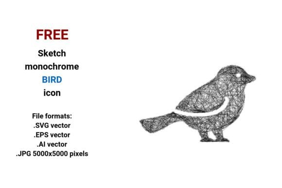 FREE Sketch Bird Icon: Minimal Black & White Vector