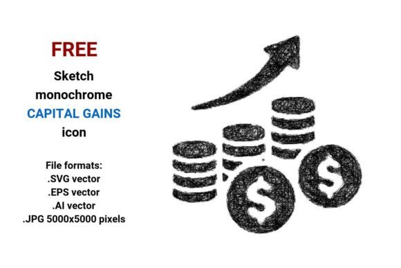 FREE Sketch Capital Gains Icon: Scalable, Stylish & Ready for Finance Projects