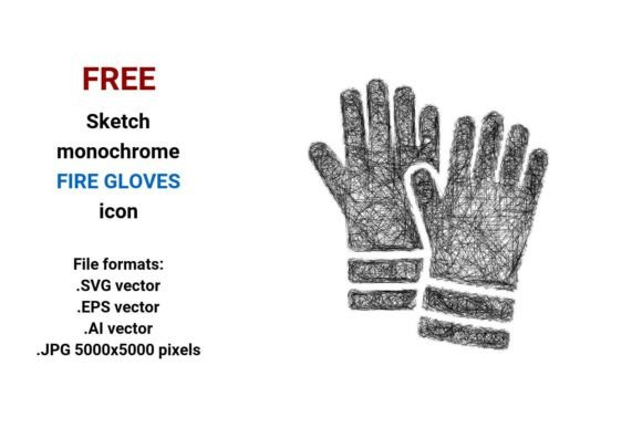 FREE Sketch Fire Gloves Icon: Versatile, Scalable Safety Graphics for Designers and Developers