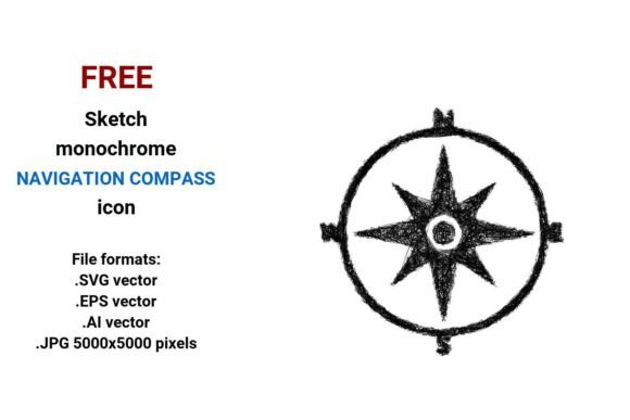 FREE Sketch Navigation Compass Icon