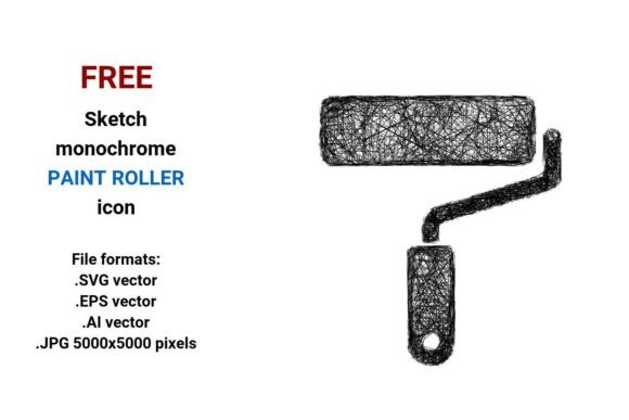 FREE Sketch Paint Roller Icon
