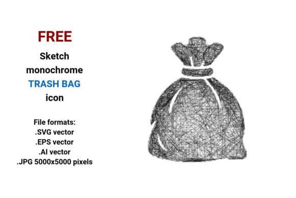 FREE Sketch Trash Bag Icon – A Versatile Design Asset for Modern Projects