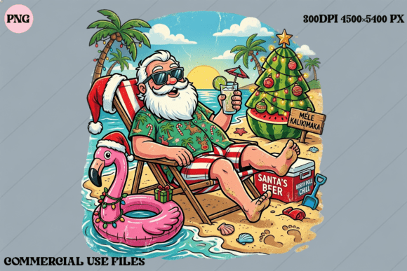 Funny Santa Beach Christmas Vacation