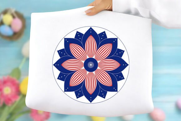 Patriotic Floral Mandala Circle PNG