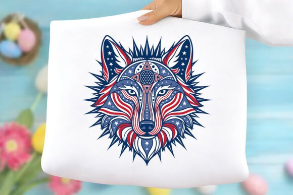 Patriotic Wolf Mandala PNG