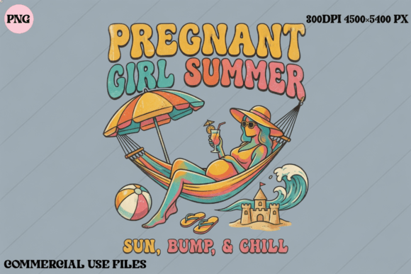 Pregnant Girl Summer Vibes Retro Design