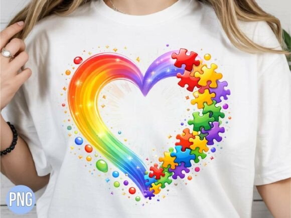 Rainbow Autism Heart Puzzle T-shirt PNG: A Versatile, High-Resolution Digital Asset for Meaningful Creative Projects