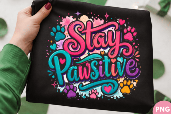 Stay Pawsitive Colorful Dog Lover T-shirt: A Creative Print for Every Project