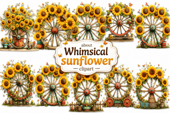 Sunflower Wagon Wheel Clipart