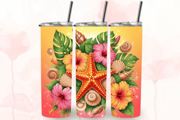 Tropical Starfish Tumbler Design