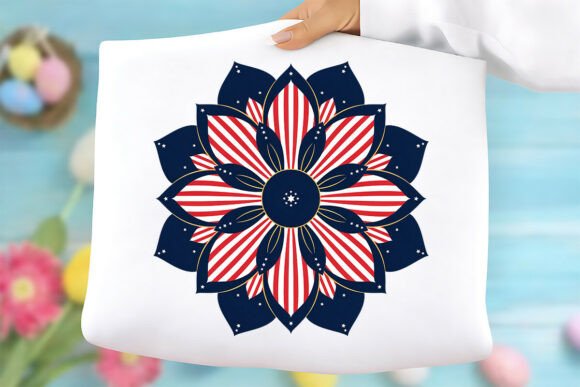 USA Flag Flower Mandala Clipart PNG
