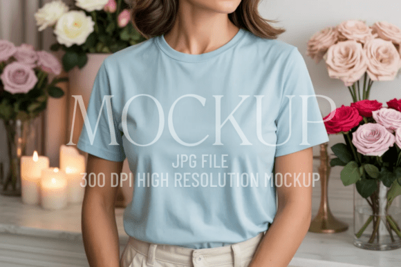 Valentines Day Light Blue T-Shirt Mockup