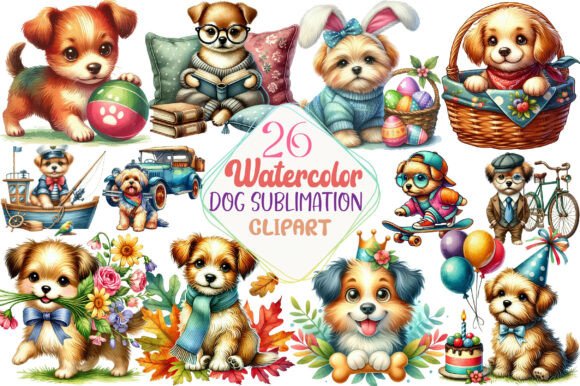 Watercolor Dog Sublimation Clipart: A Creative Resource for Designers